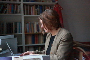 Mary at desk Feb 2013